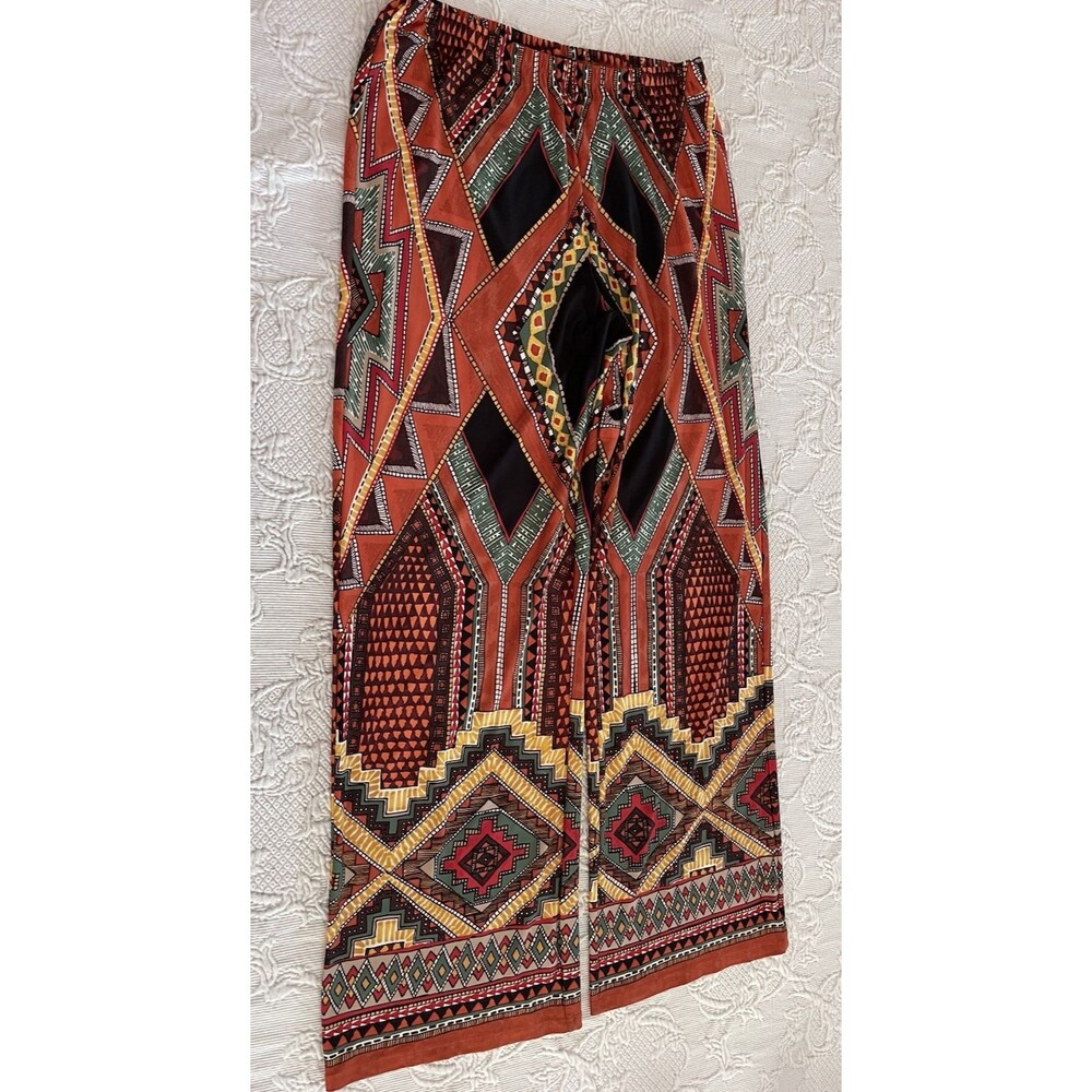 Melissa Paige Palazzo Pants Wide Leg Geometric Tribal RN 73163 Beach Boho Large